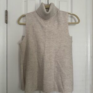 Zara Sleeveless Cream Turtleneck Sweater